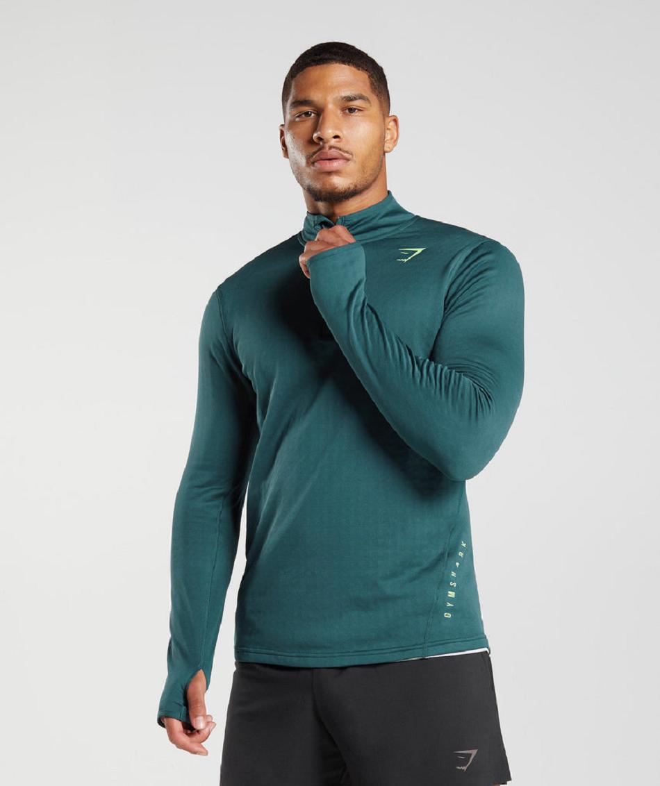 Accessories Męskie Gymshark Sportowe 1/4 Zip Turkusowe | PL 3544CTV